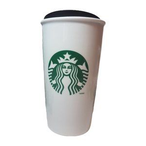 Starbucks 2014 Travel Mug Tumbler Lidded Traveler Classic Mermaid White Green
